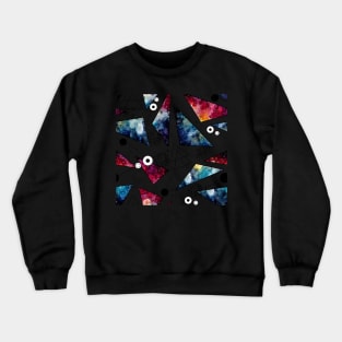 Watercolor Colorful Nebula, Triangles, Lines and Black Dots Crewneck Sweatshirt